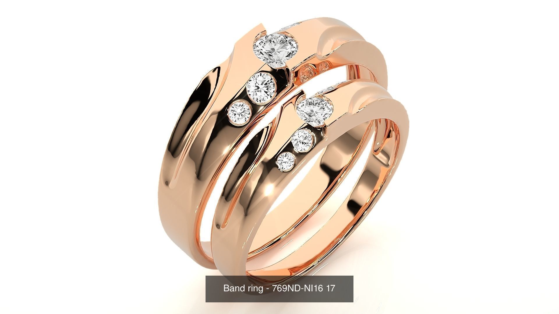 150 Solitaire Couple Bands Ring 3D Model Collection _43