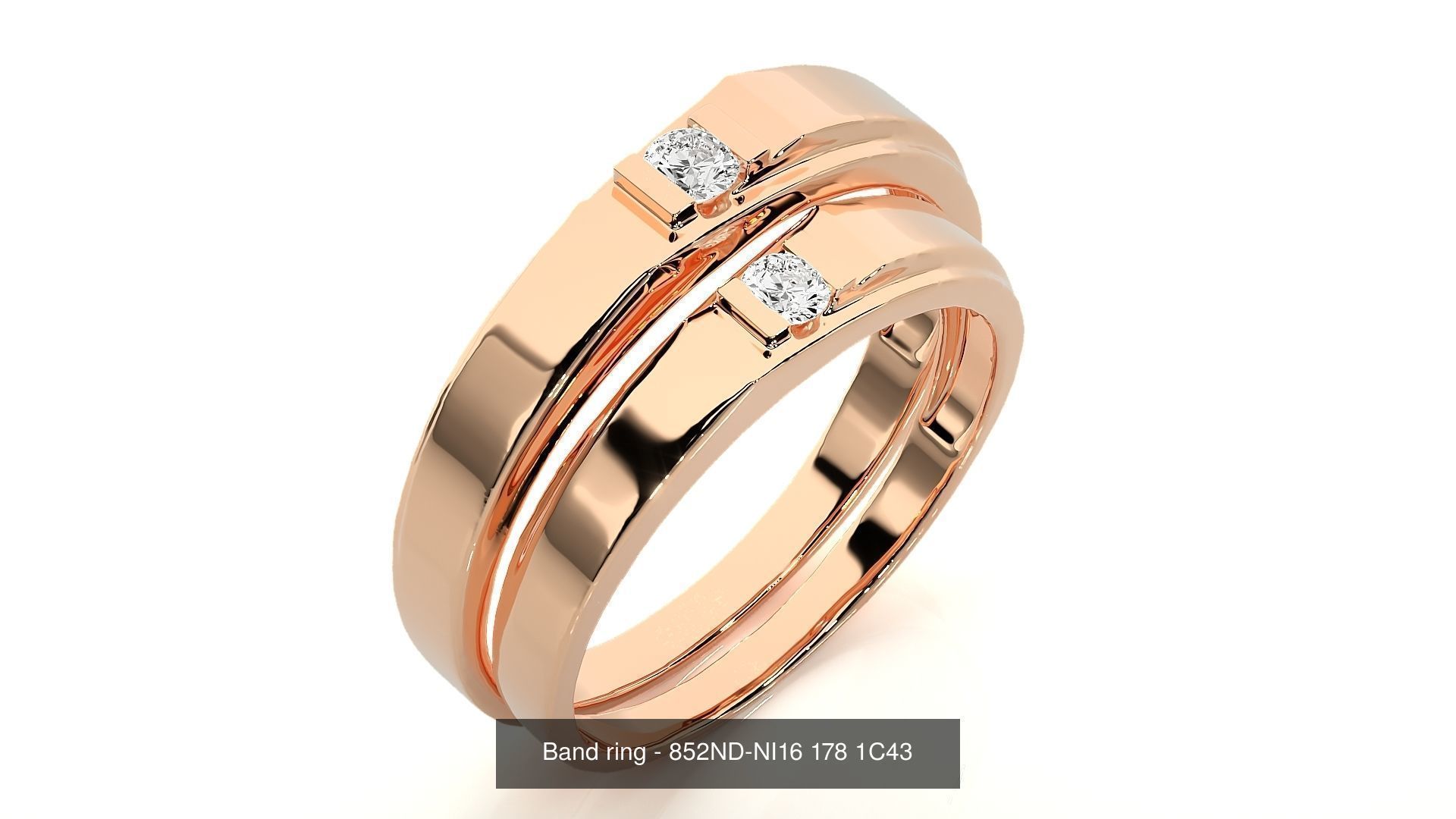 150 Solitaire Couple Bands Ring 3D Model Collection _64