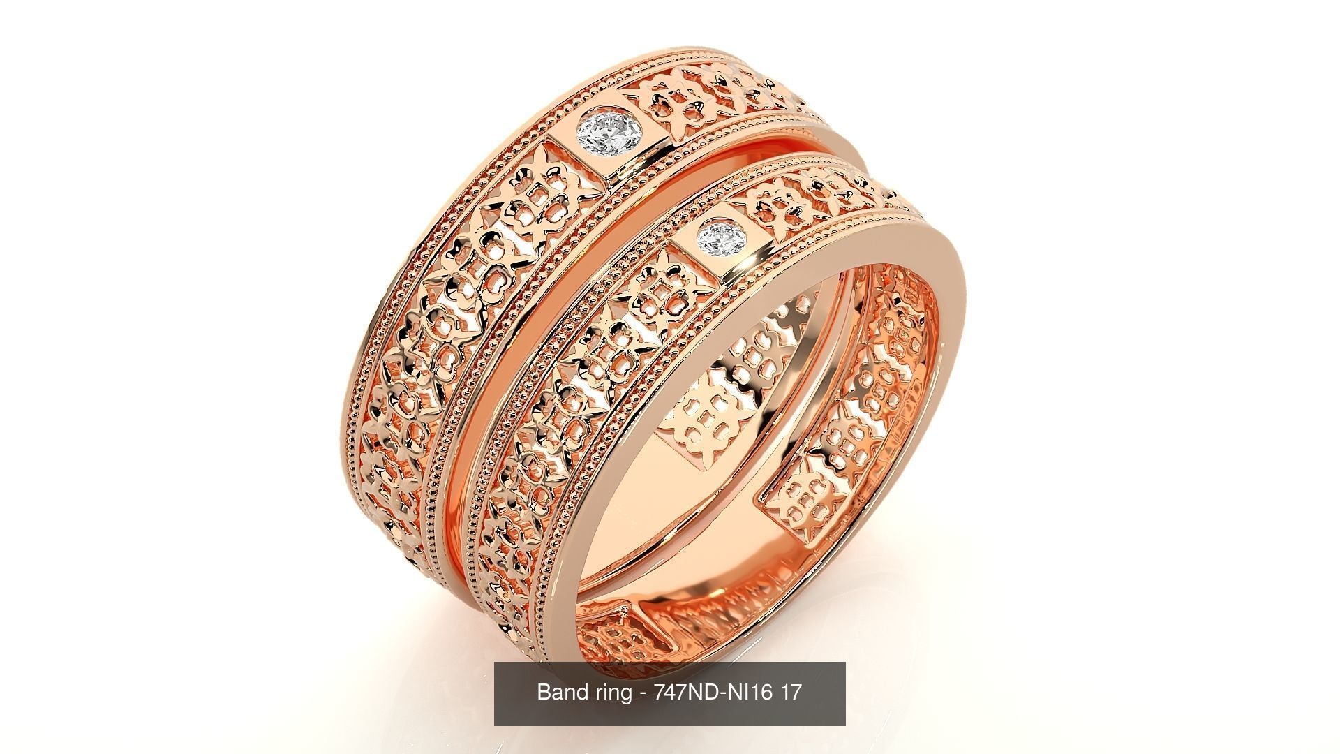 150 Solitaire Couple Bands Ring 3D Model Collection _56