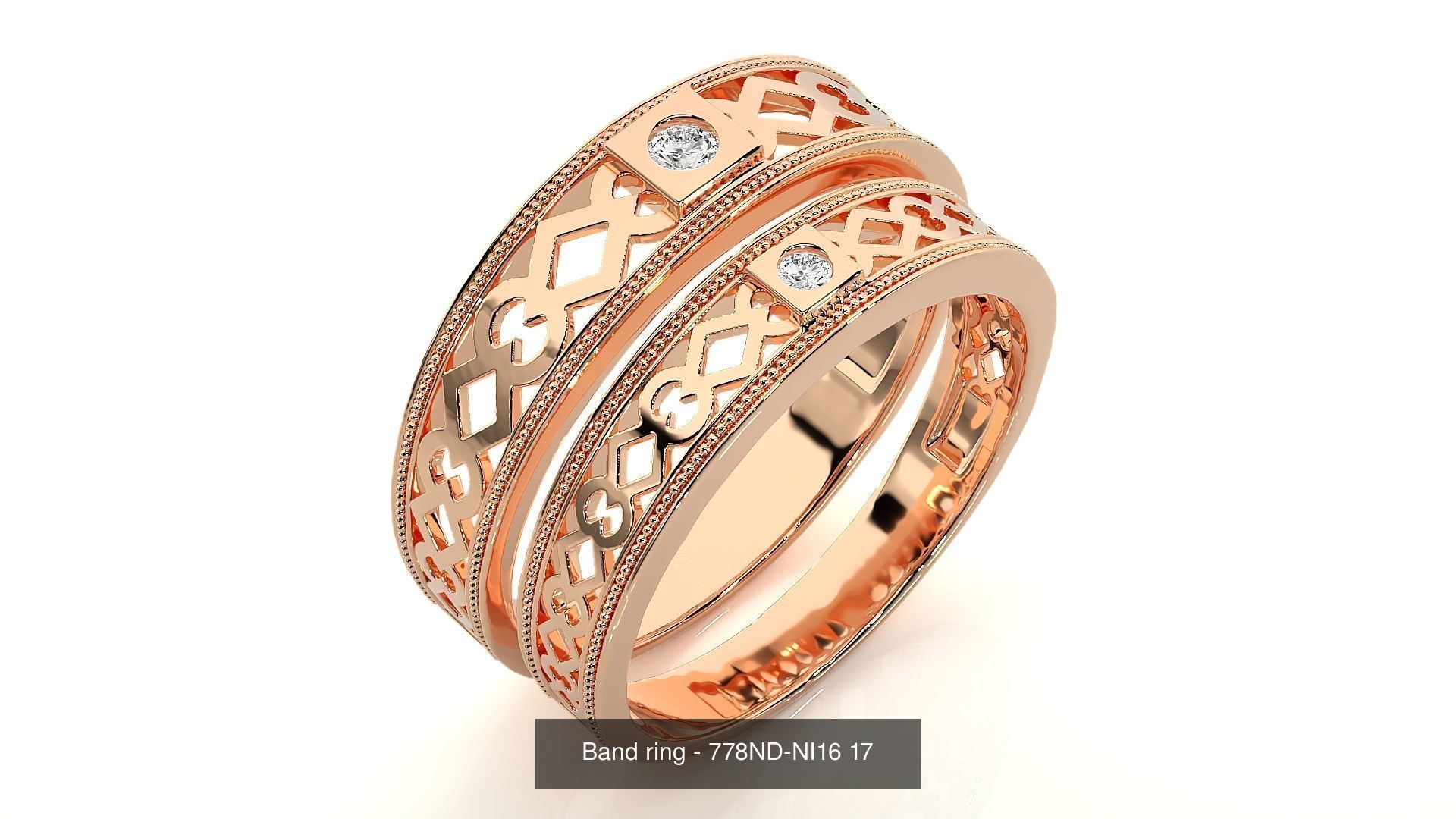 150 Solitaire Couple Bands Ring 3D Model Collection _35