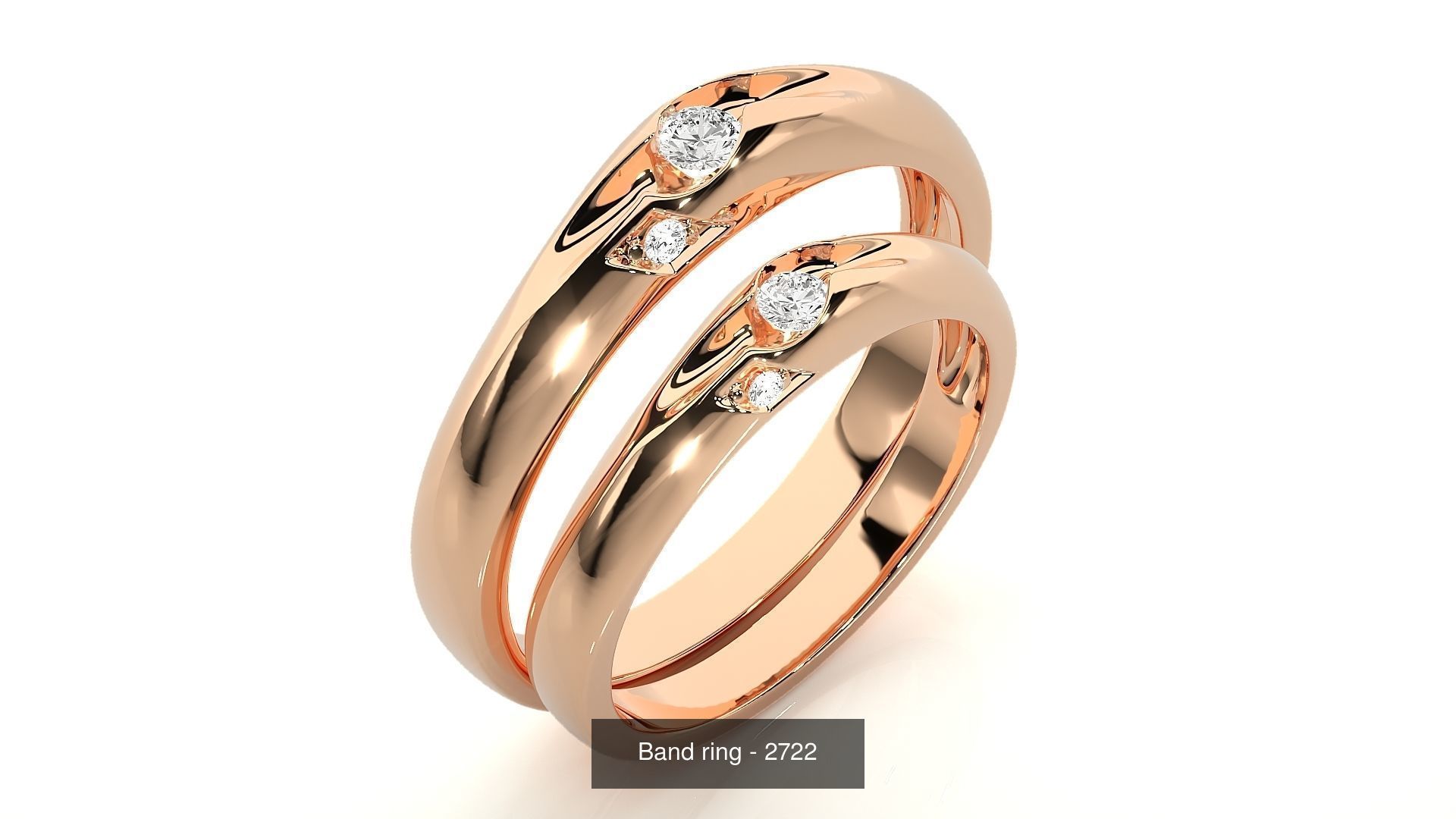 150 Solitaire Couple Bands Ring 3D Model Collection _136