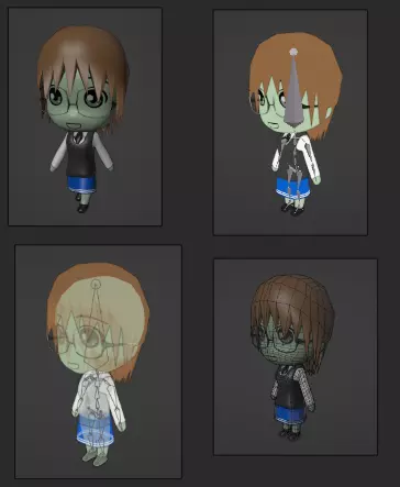Chibi Model STUDENT FEMALE with Human Meta Rig Low-poly 3D model_0