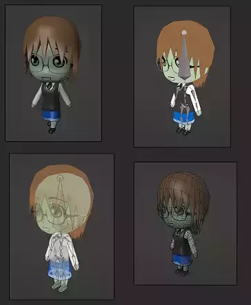 Chibi Model STUDENT FEMALE with Human Meta Rig