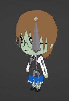 Chibi Model STUDENT FEMALE with Human Meta Rig Low-poly 3D model_11