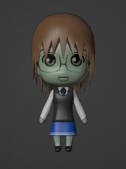 Chibi Model STUDENT FEMALE with Human Meta Rig Low-poly 3D model_15