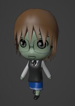 Chibi Model STUDENT FEMALE with Human Meta Rig Low-poly 3D model_1