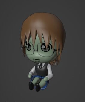 Chibi Model STUDENT FEMALE with Human Meta Rig Low-poly 3D model_8