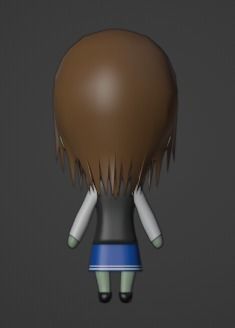 Chibi Model STUDENT FEMALE with Human Meta Rig Low-poly 3D model_14