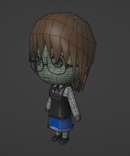 Chibi Model STUDENT FEMALE with Human Meta Rig Low-poly 3D model_13