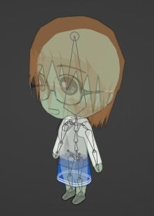 Chibi Model STUDENT FEMALE with Human Meta Rig Low-poly 3D model_12