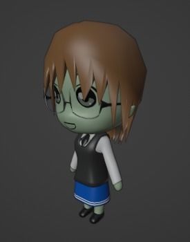 Chibi Model STUDENT FEMALE with Human Meta Rig Low-poly 3D model_9