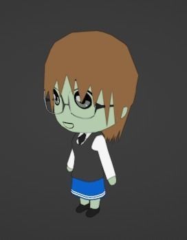 Chibi Model STUDENT FEMALE with Human Meta Rig Low-poly 3D model_10