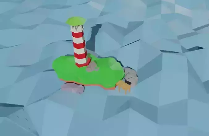 Island with lighthouse