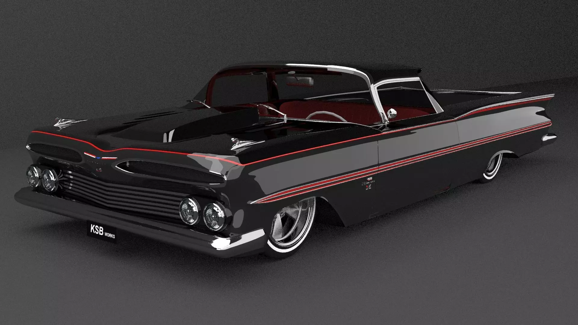 1959 chevy el camino lowrider stl obj fbx 3D print model_0