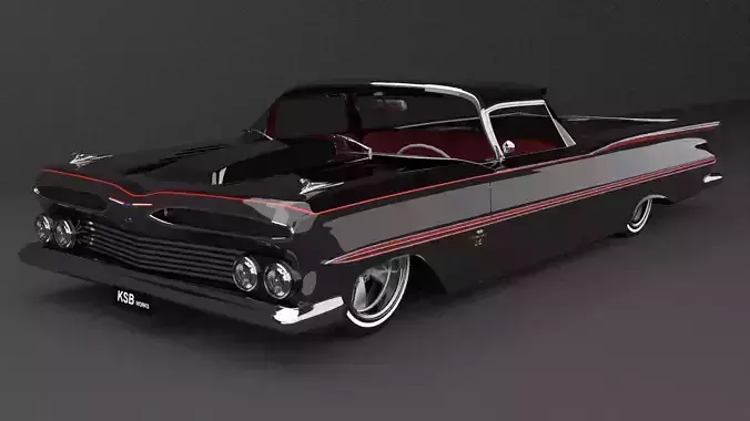 1959 chevy el camino lowrider stl obj fbx 3D print model