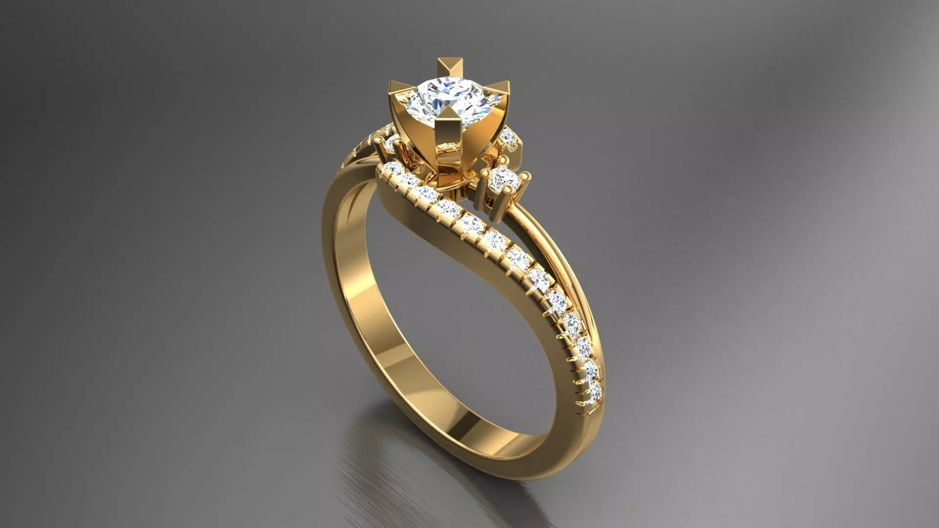 Ring M4 The luxury female ring with gems wedding 3D print model