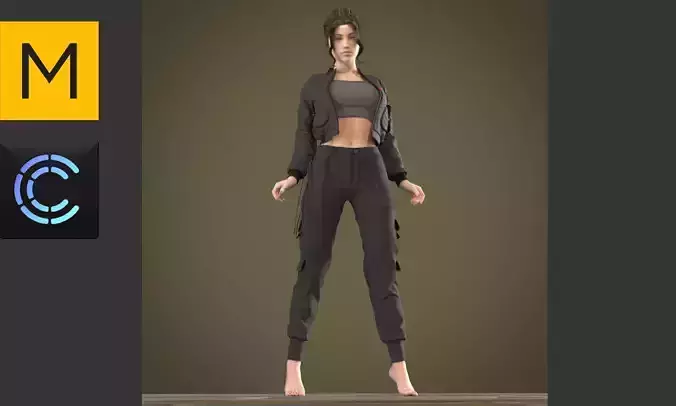 Costume woman in jacket and pants