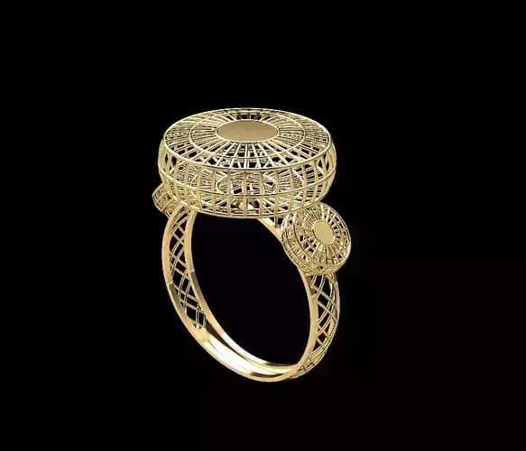 RING103 gold ring with diamonds and filigree