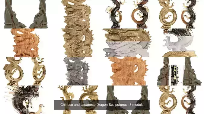 Chinese and Japanese Dragon Sculputures