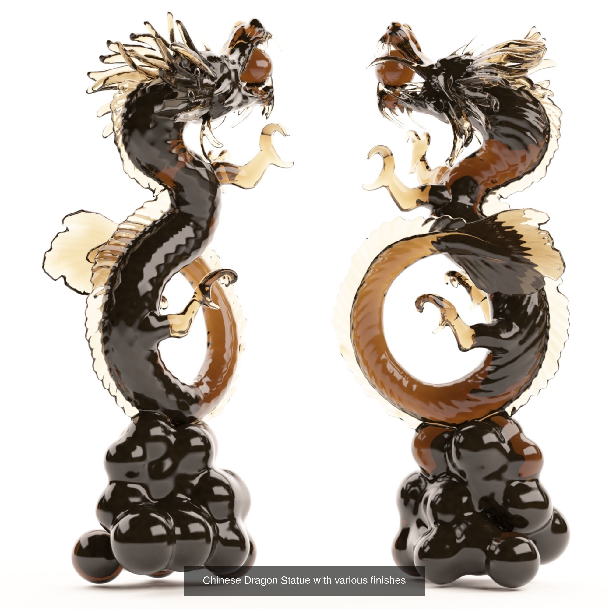 Chinese and Japanese Dragon Sculputures 3D Model Collection_3