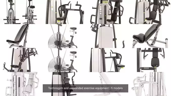 Technogym and unbranded exercise equipment 3D Model Collection