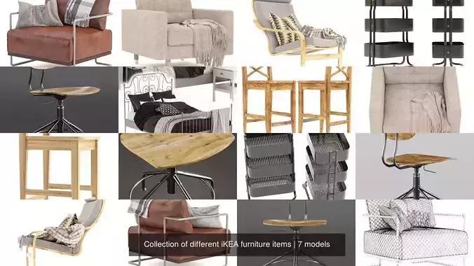 Collection of different iKEA furniture items 