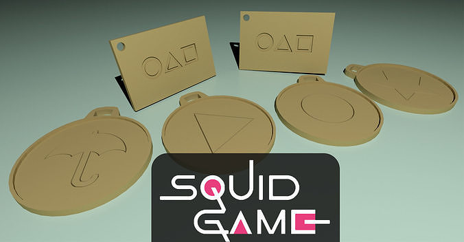 Squid Game Card And Candies Keychain 3D print model