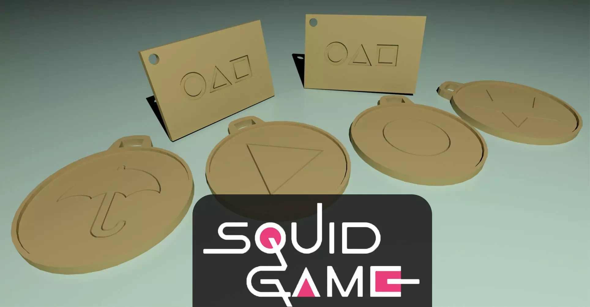 Squid Game Card And Candies Keychain 3D print model_0