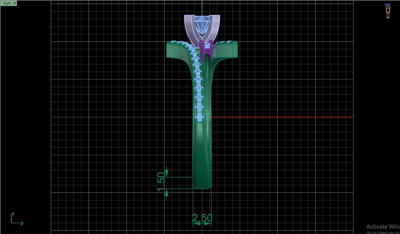 Ring M3 The luxury female ring with gems wedding 3D print model_13