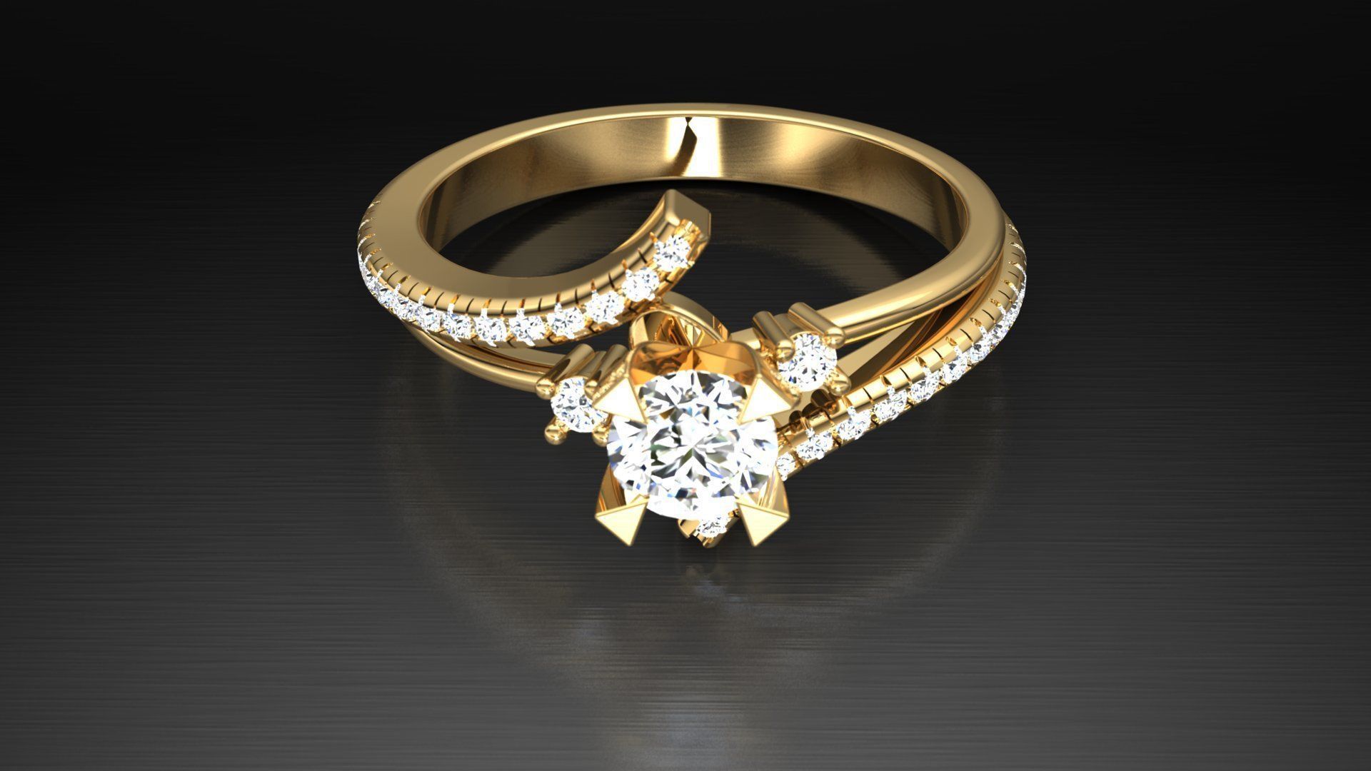 Ring M3 The luxury female ring with gems wedding 3D print model_3