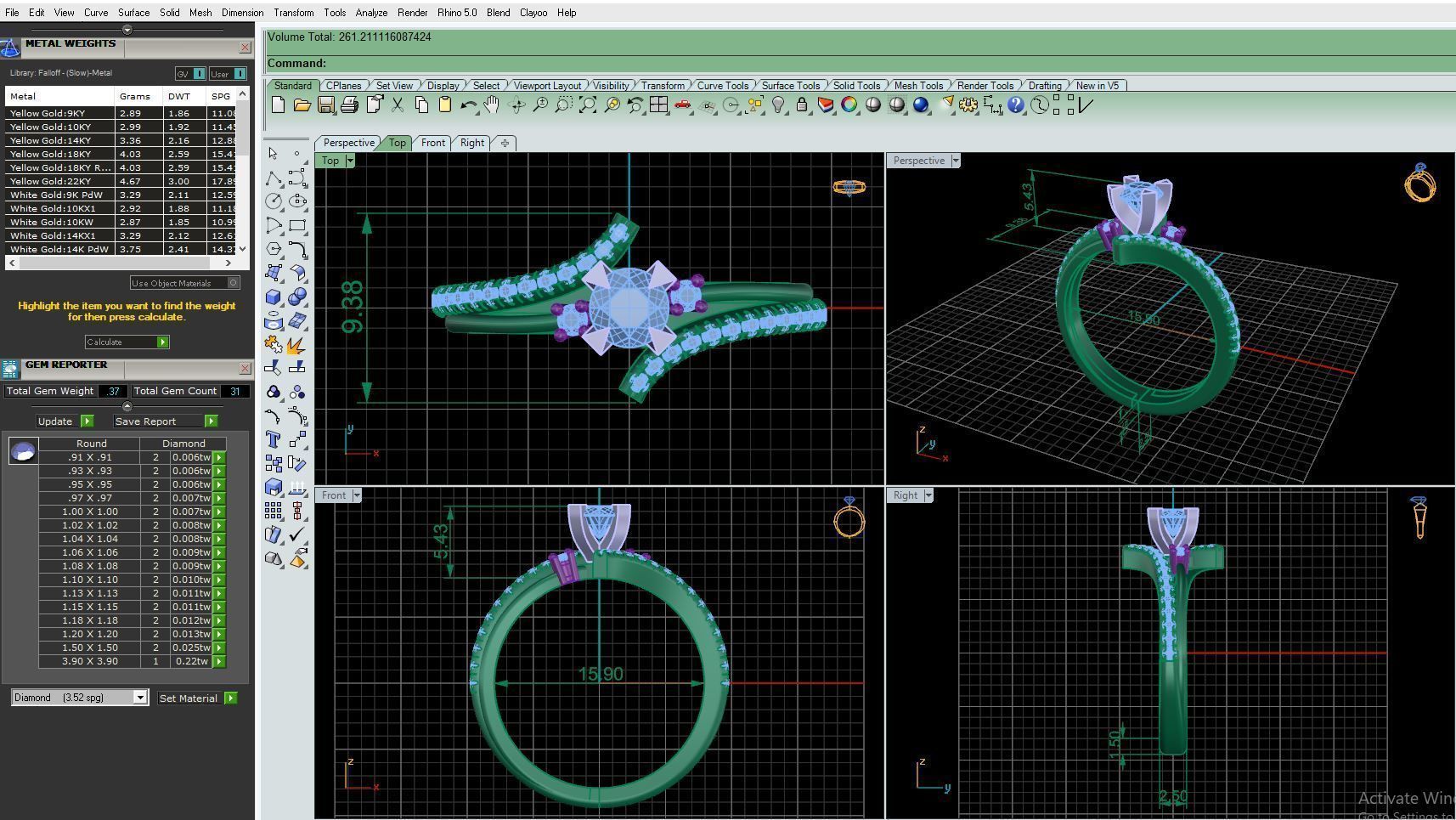 Ring M3 The luxury female ring with gems wedding 3D print model_10