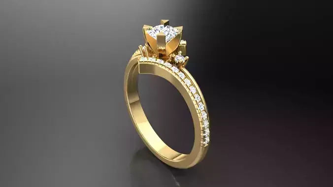 Ring M3 The luxury female ring with gems wedding 3D print model