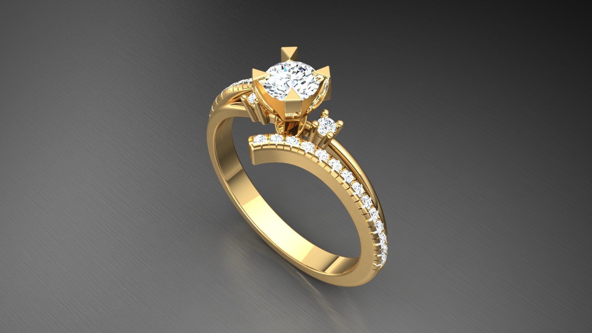 Ring M3 The luxury female ring with gems wedding 3D print model_1