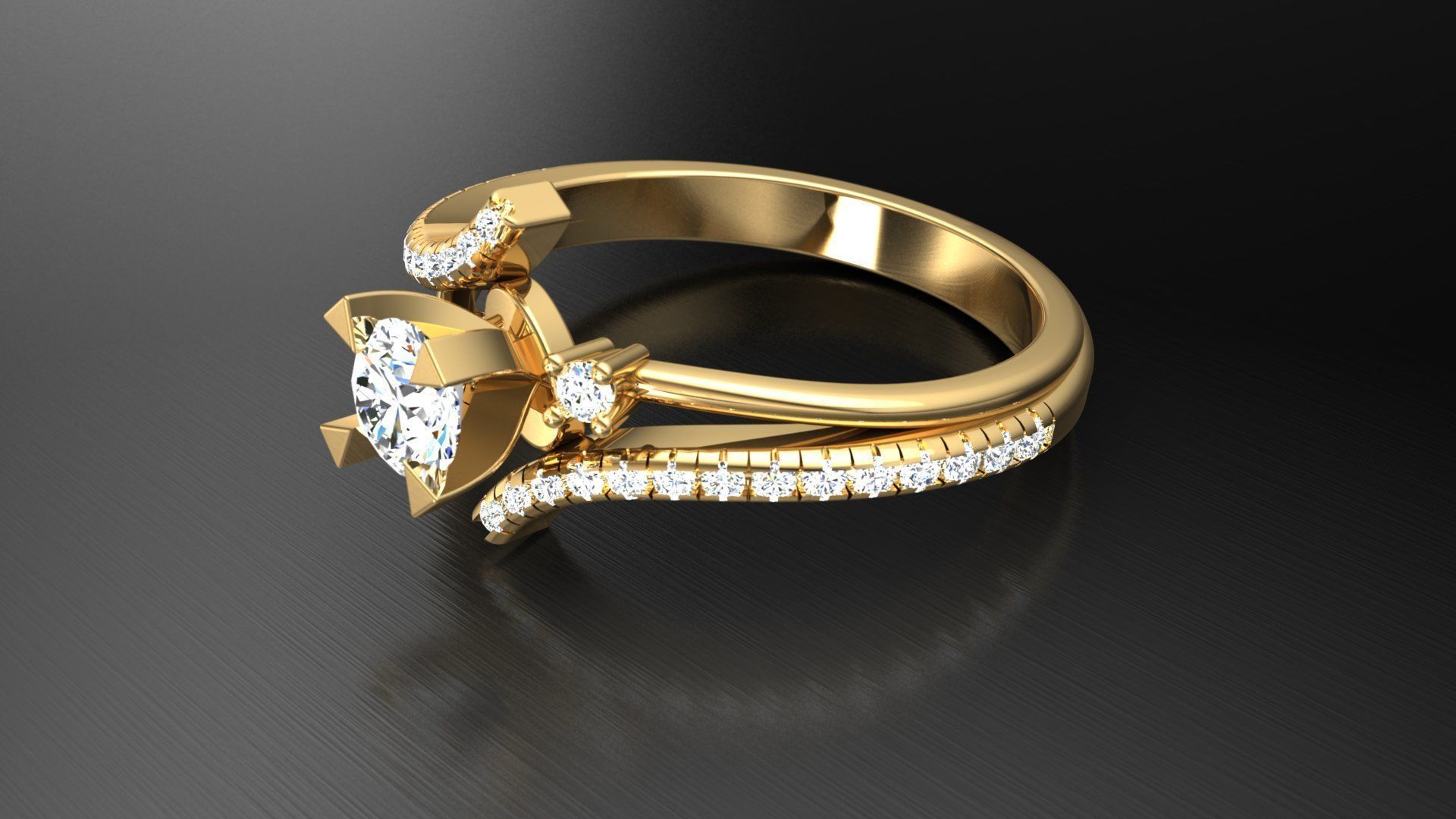 Ring M3 The luxury female ring with gems wedding 3D print model_2