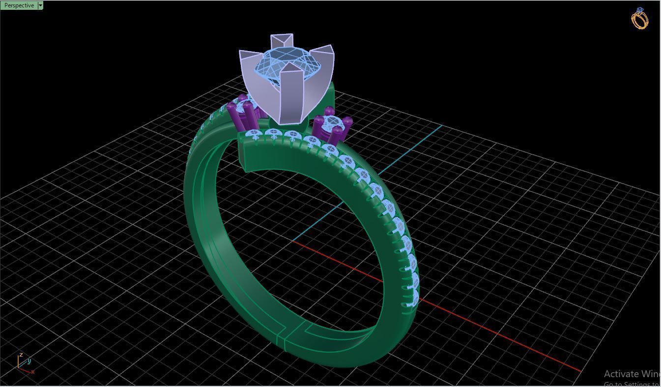 Ring M3 The luxury female ring with gems wedding 3D print model_14
