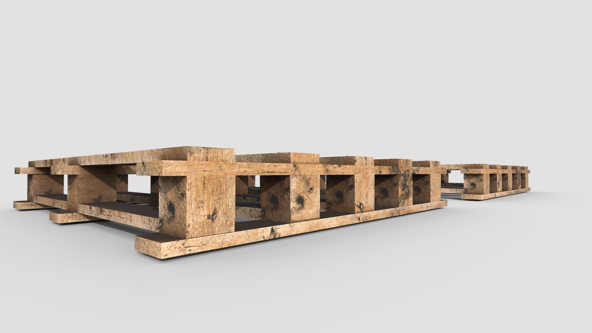 Pallet stack of pipes on Low-poly 3D model_7