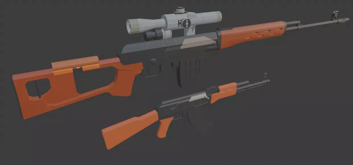 ak47 and svd low poly model Low-poly 3D model_0