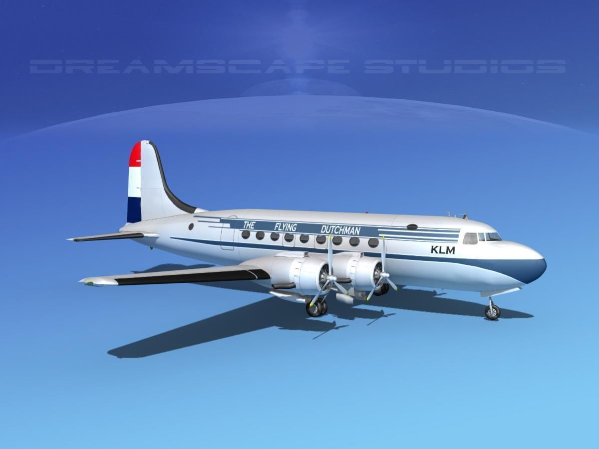 Douglas DC-4 KLM Airlines 3D model_4