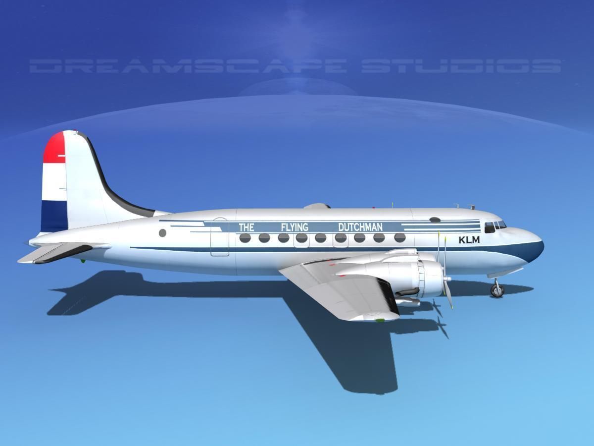 Douglas DC-4 KLM Airlines 3D model_5