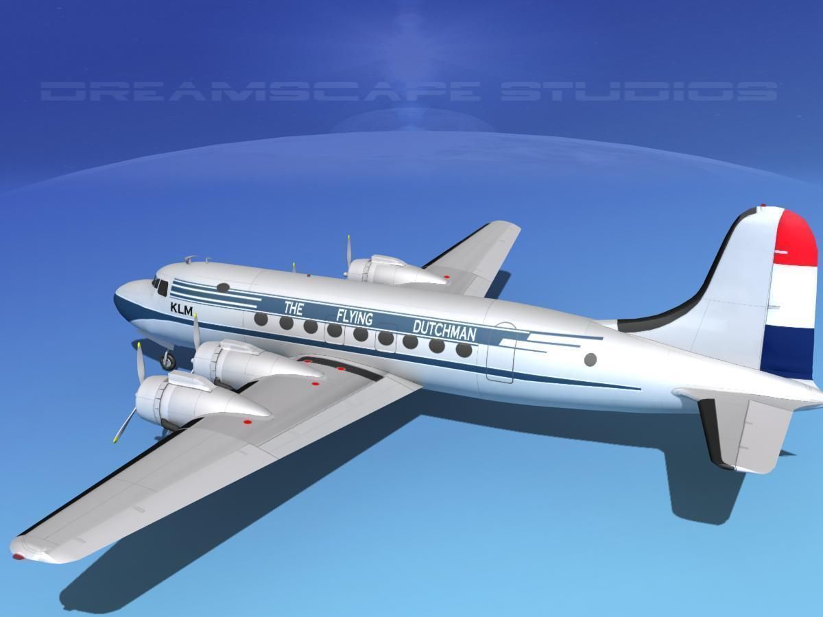 Douglas DC-4 KLM Airlines 3D model_9