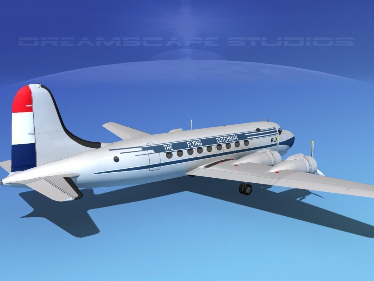 Douglas DC-4 KLM Airlines 3D model_6