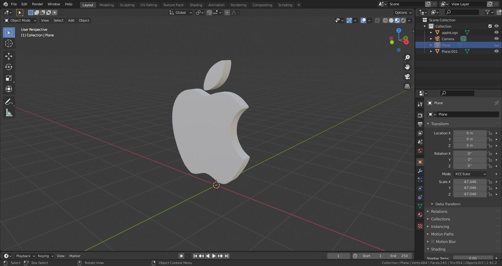 Apple logo 1 Low-poly 3D model_5