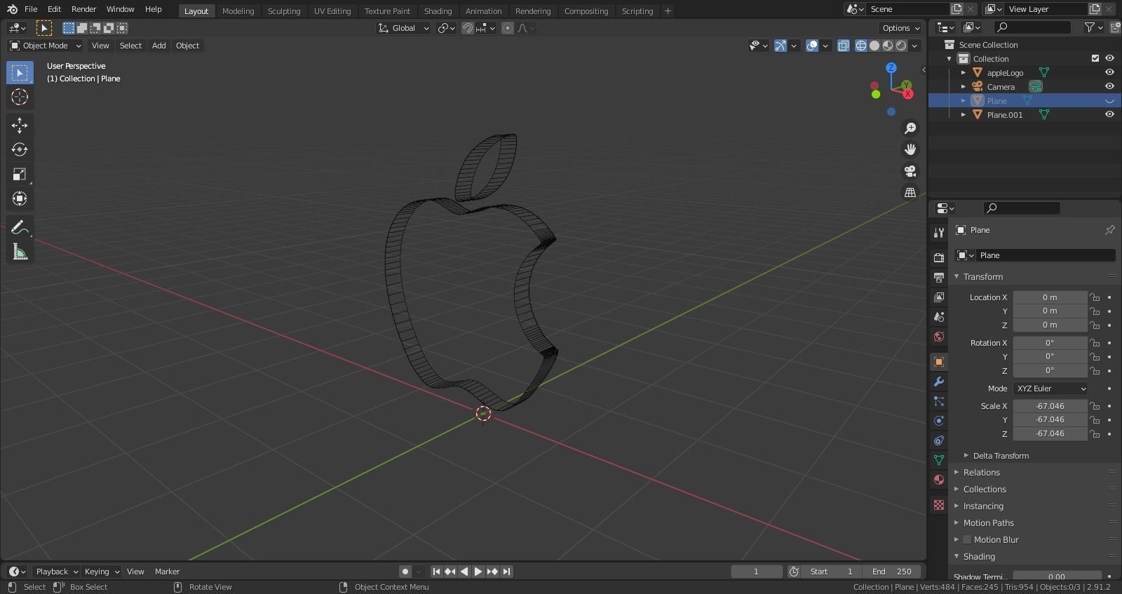 Apple logo 1 Low-poly 3D model_3