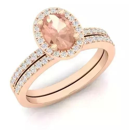 Ovel shape halo Diamond Ring and band for woman