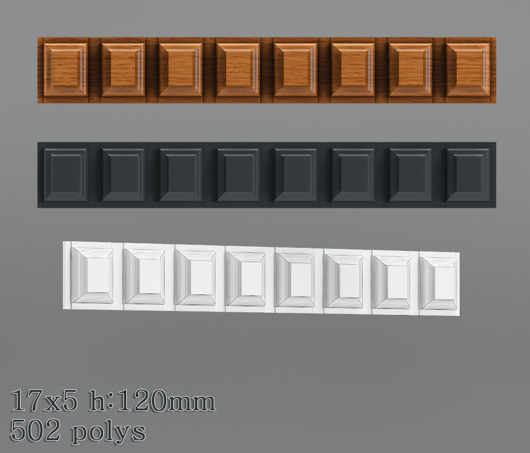 Decorative molding 9-17mm width set Free 3D model_22