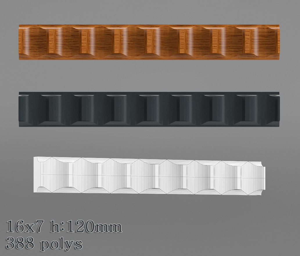 Decorative molding 9-17mm width set Free 3D model_21