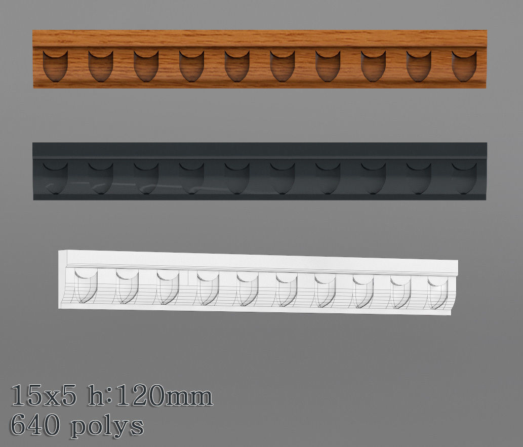 Decorative molding 9-17mm width set Free 3D model_14