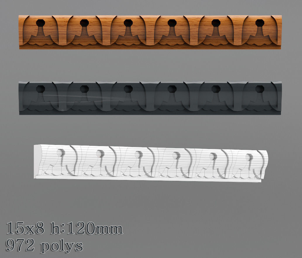Decorative molding 9-17mm width set Free 3D model_17