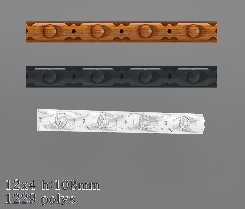 Decorative molding 9-17mm width set Free 3D model_7