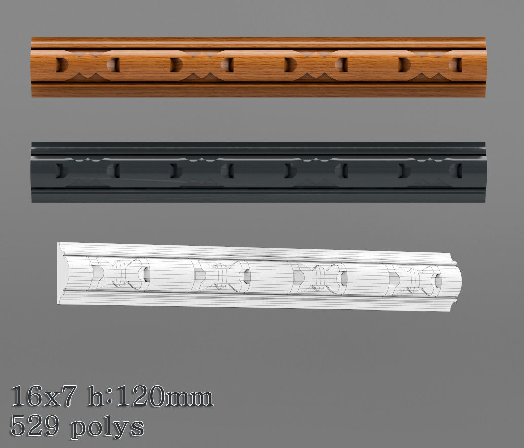 Decorative molding 9-17mm width set Free 3D model_19